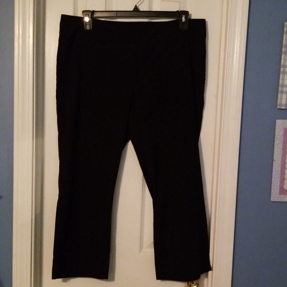 Old Navy black pants with pinstripe.